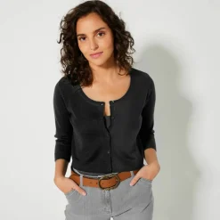 Gilet boléro boutonné, toucher doux