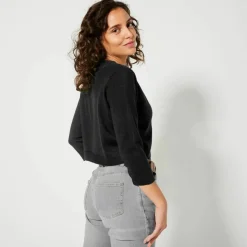 Gilet boléro boutonné, toucher doux