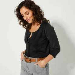 Gilet boléro boutonné, toucher doux
