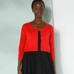 Gilet boléro boutonné, toucher doux