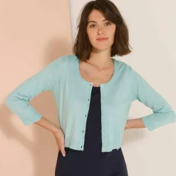 Gilet boléro boutonné, toucher doux