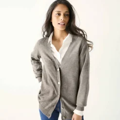 Gilet boutonné col V, laine d'agneau