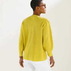 Gilet boutonné col V, maille anglaise