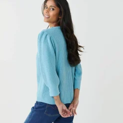 Gilet boutonné col V, maille anglaise
