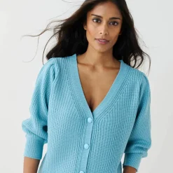 Gilet boutonné col V, maille anglaise