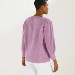 Gilet boutonné col V, maille anglaise