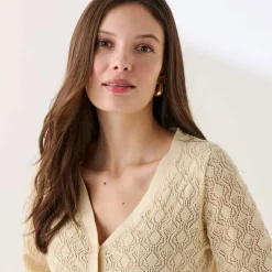 Gilet boutonné en maille ajourée
