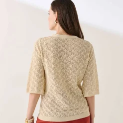 Gilet boutonné en maille ajourée