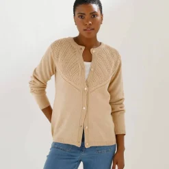 Gilet boutonné, maille fantaisie
