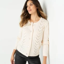 Gilet boutonné maille fantaisie