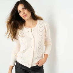 Gilet boutonné maille fantaisie