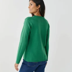 Gilet boutonné, maille fantaisie