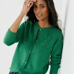 Gilet boutonné, maille fantaisie