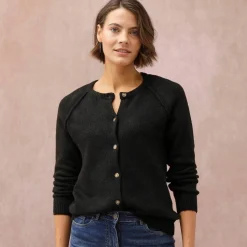 Gilet boutonné, maille moelleuse en laine mélangée