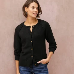 Gilet boutonné, maille moelleuse en laine mélangée