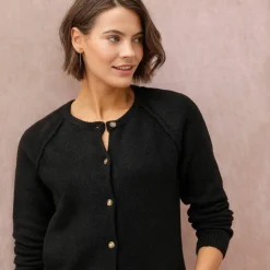Gilet boutonné, maille moelleuse en laine mélangée
