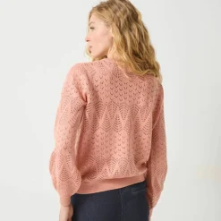 Gilet boutonné, maille pointelle