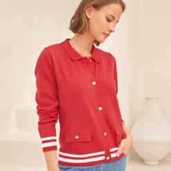 Gilet col polo, coton mélangé