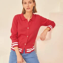 Gilet col polo, coton mélangé