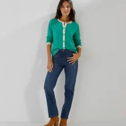 Gilet col rond bicolore, boutonné
