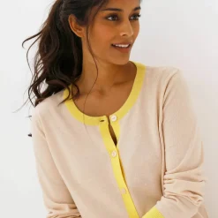 Gilet col rond bicolore, boutonné