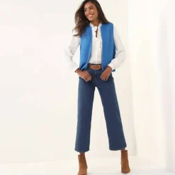 Gilet col rond sans manches, point mousse