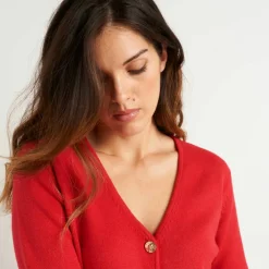Gilet col V boutonné base asymétrique
