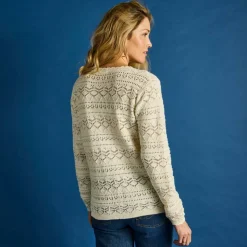 Gilet col V boutonné, maille fantaisie