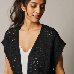 Gilet crochet en coton, manches courtes