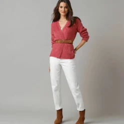 Gilet en maille poilue, détail de macramé