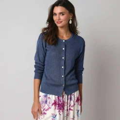 Gilet fine maille et fil brillant, manches longues