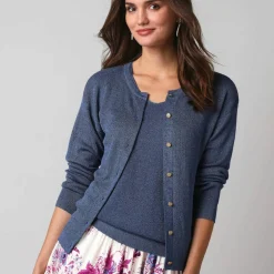 Gilet fine maille et fil brillant, manches longues