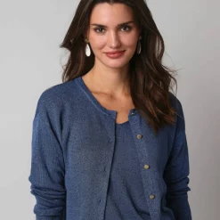 Gilet fine maille et fil brillant, manches longues
