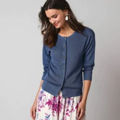 Gilet fine maille et fil brillant, manches longues