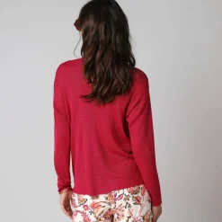 Gilet fine maille et fil brillant, manches longues