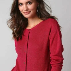 Gilet fine maille et fil brillant, manches longues
