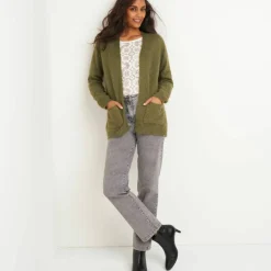 Gilet long, maille poilue