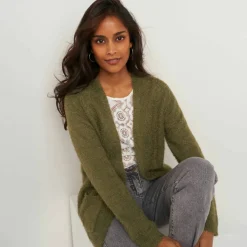 Gilet long, maille poilue