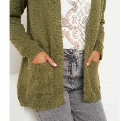 Gilet long, maille poilue