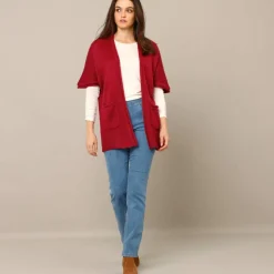 Gilet long ouvert manches courtes toucher doux