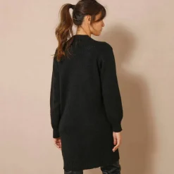 Gilet long porter ouvert, col V