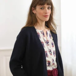 Gilet long porter ouvert, col V