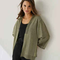 Gilet manches 3/4 maille brillante