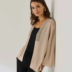 Gilet manches 3/4 maille brillante