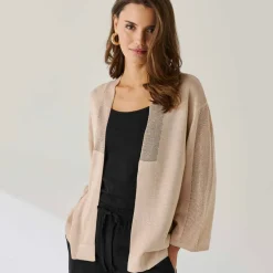 Gilet manches 3/4 maille brillante