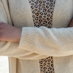 Gilet ouvert, laine et mohair mélangés