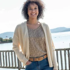 Gilet ouvert, laine et mohair mélangés