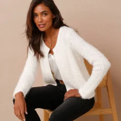 Gilet paletot, maille perlée fantaisie