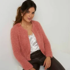 Gilet paletot, maille perlée fantaisie