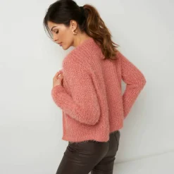 Gilet paletot, maille perlée fantaisie